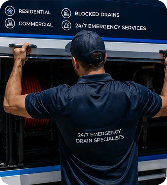 A licensed Seven Hills plumber at the service van